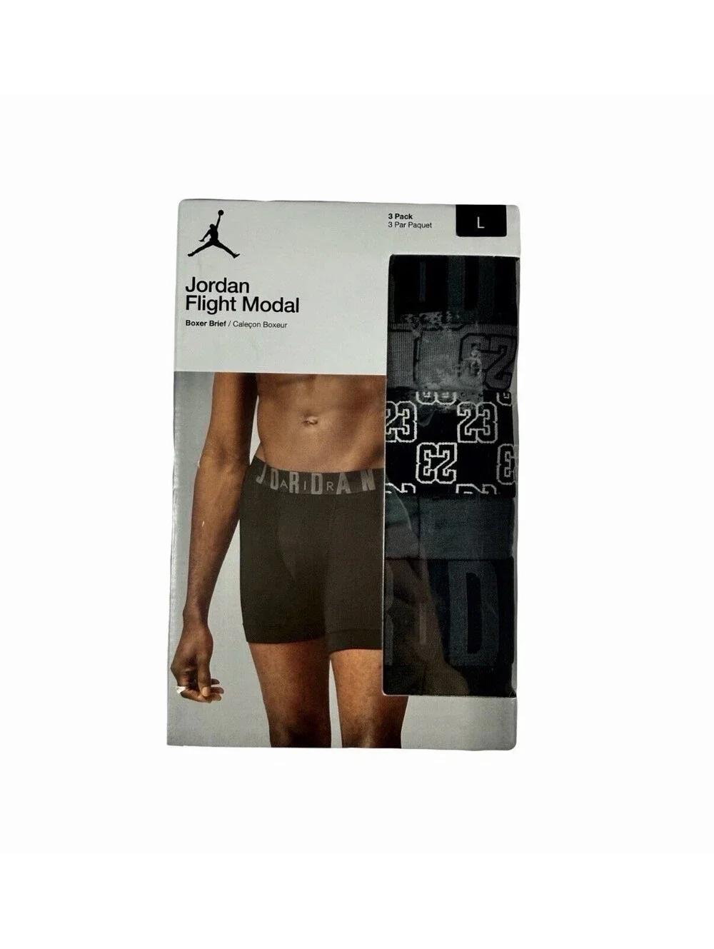 Jordan 3-Pack Flight Modal Boxer Briefs Black/Gray MRSP $50 New In Box